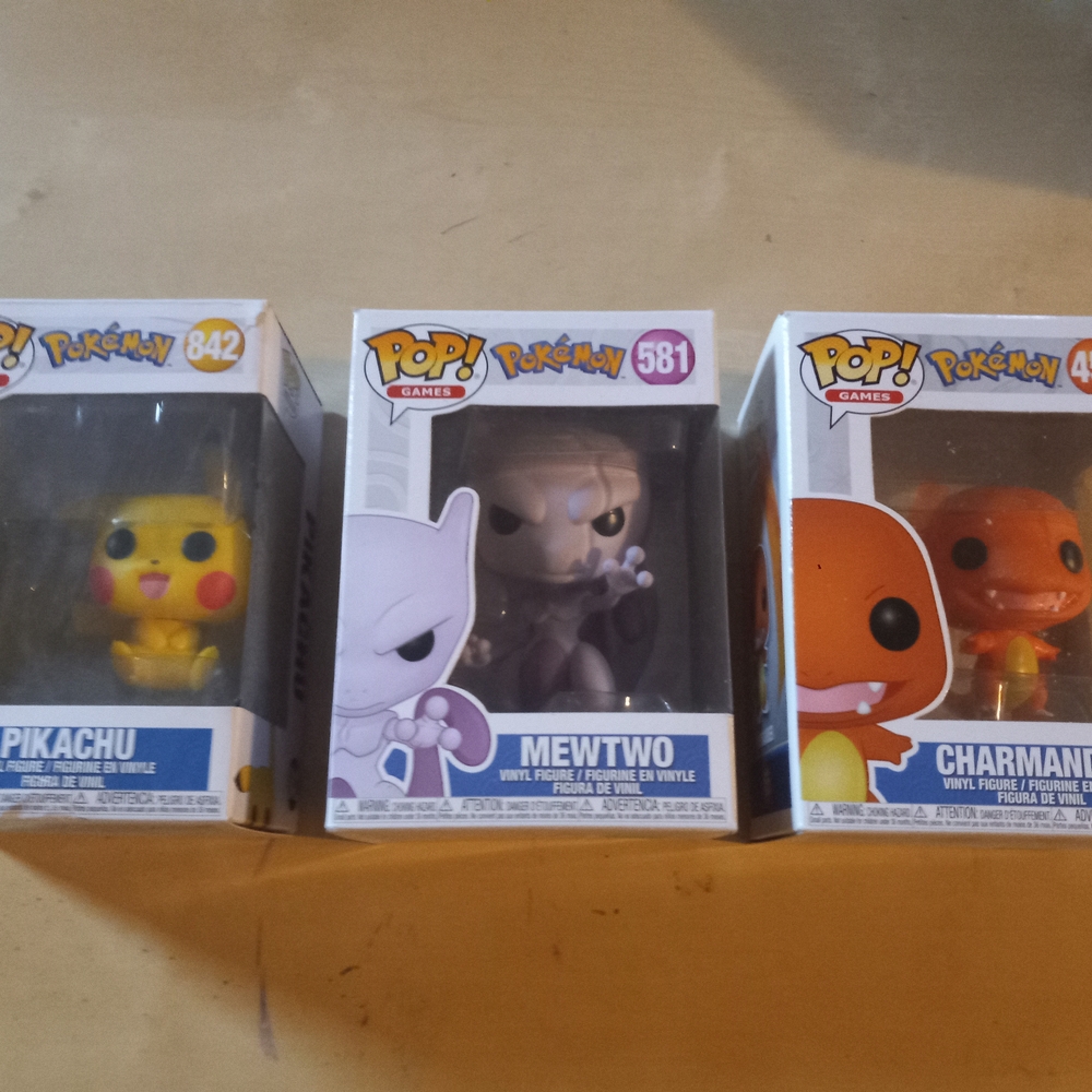 Funko Pop! Pokémon Vinyl Figures Set - Pikachu, Mewtwo, Charmander